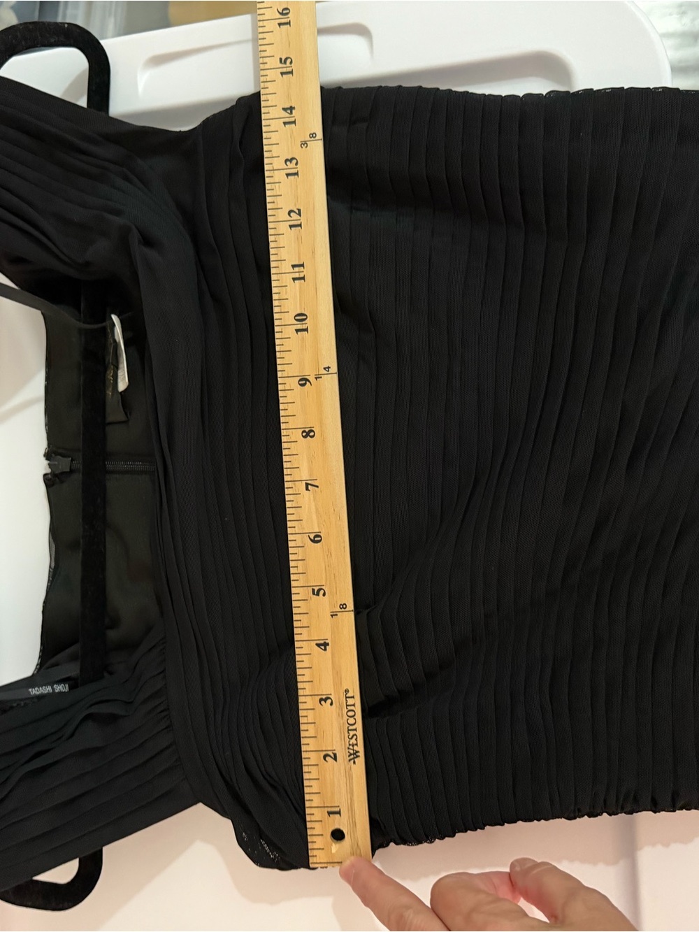 Tadashi Shoji Black Draped Mesh Evening Gown M - Picture 11 of 11
